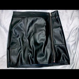 Express black high rise leather skirt